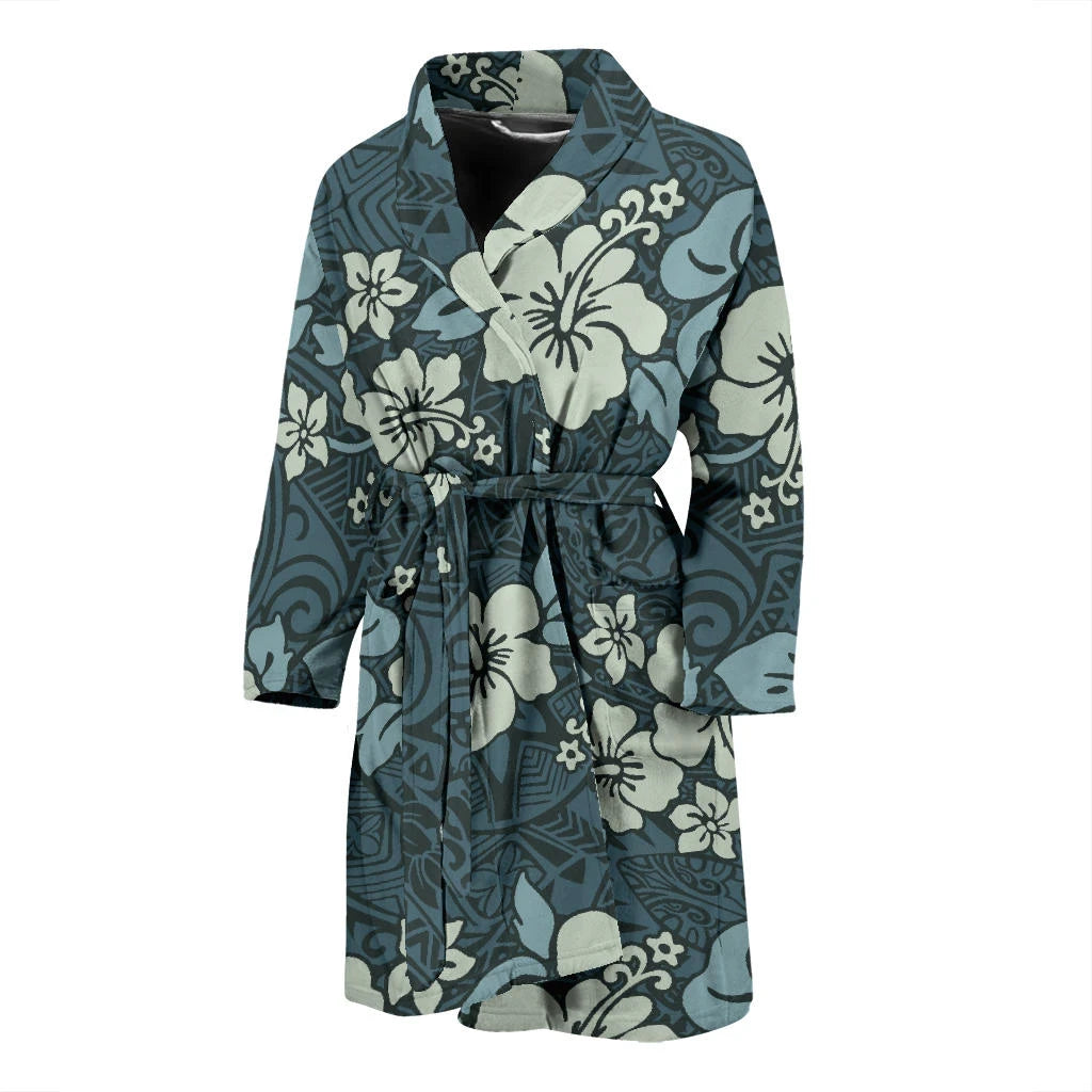 Hibiscus Polynesian Men's Bath Robe Th5