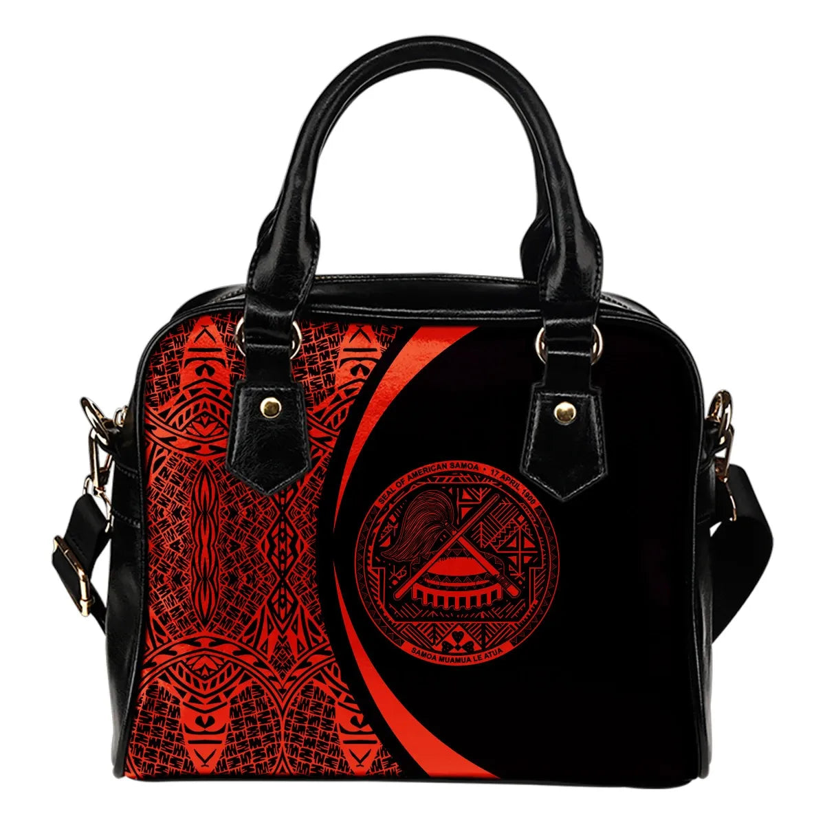 American Samoa Coat Of Arms Polynesian Shoulder Handbag Circle Style 06