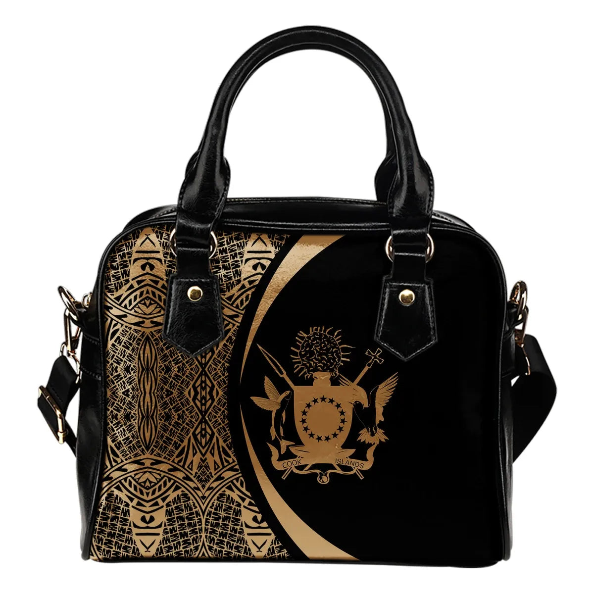 Cook Islands Coat Of Arms Polynesian Shoulder Handbag Circle Style 02