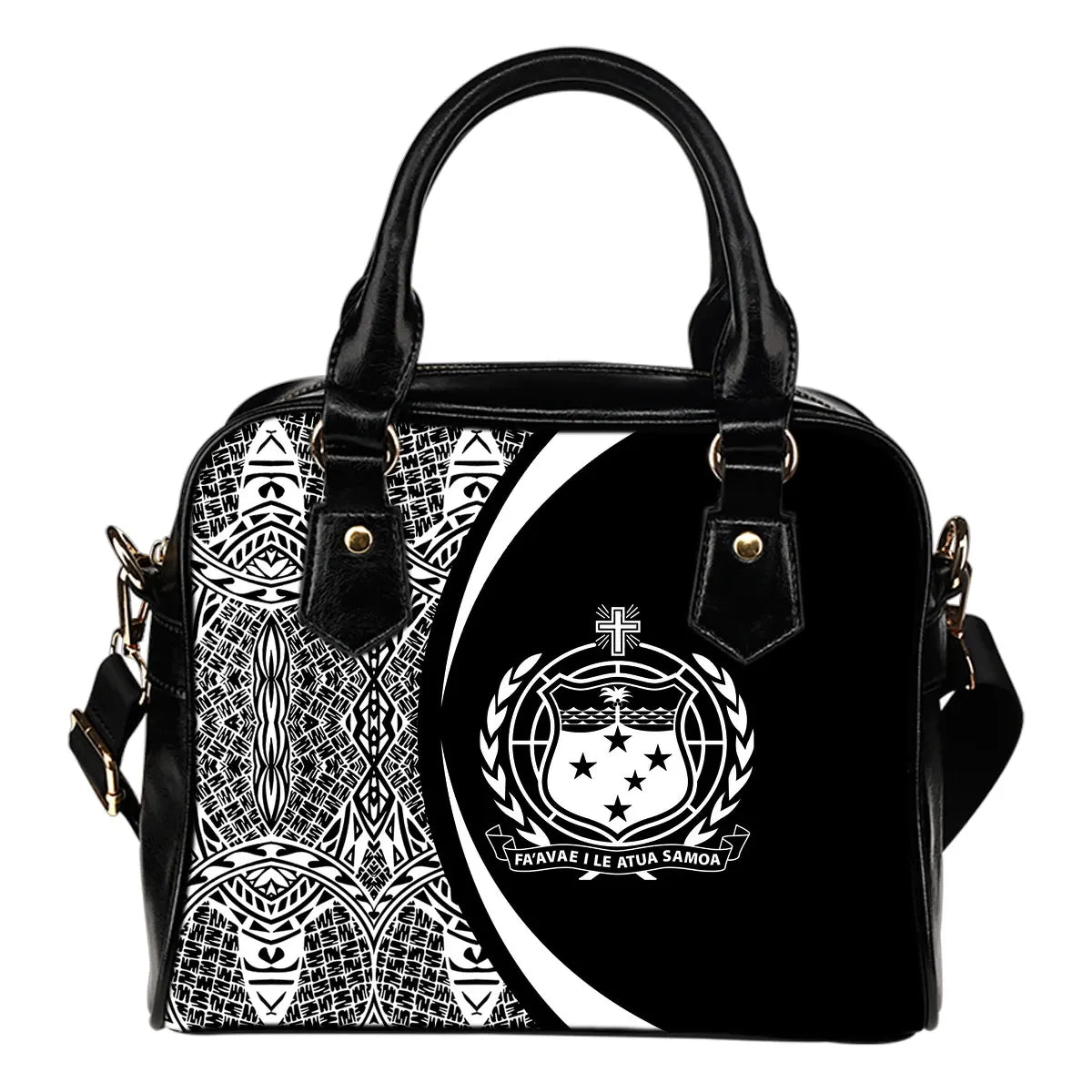 Samoa Coat Of Arms Polynesian Shoulder Handbag Circle Style 01