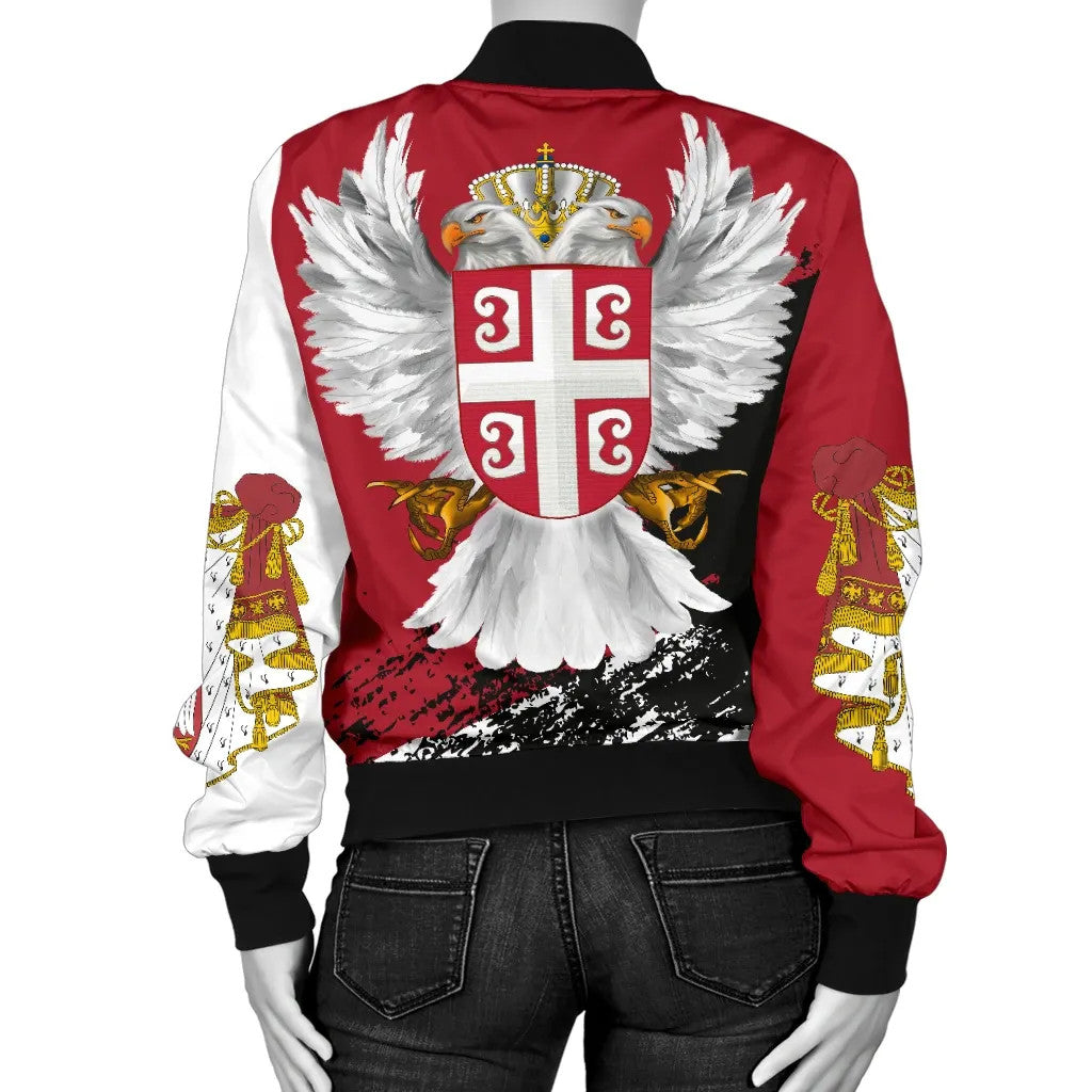 Serbia Women's Bomber Jacket Serbian White Eagle