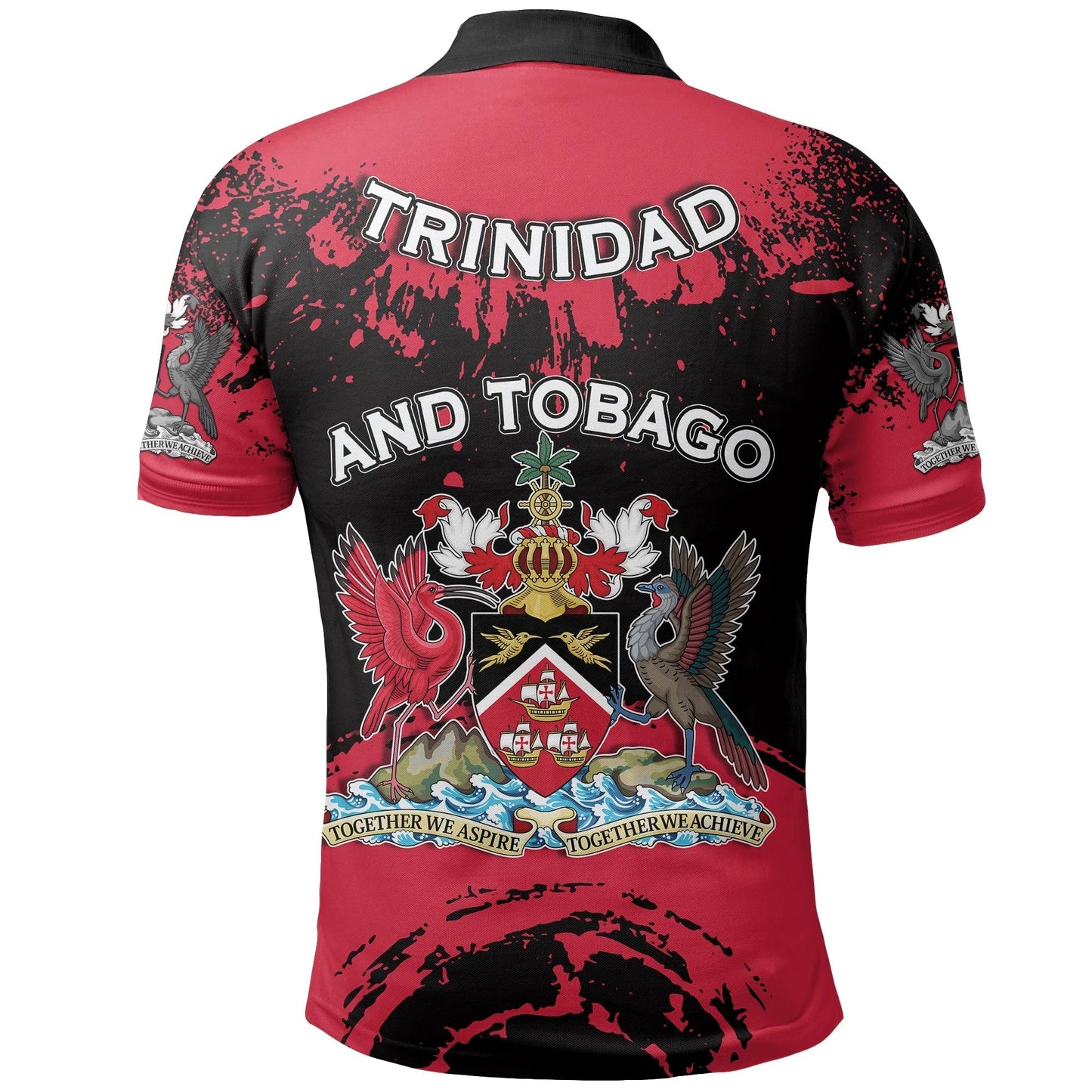 Trinidad and Tobago Scarlet Ibis Polo Shirt Coat Of Arms