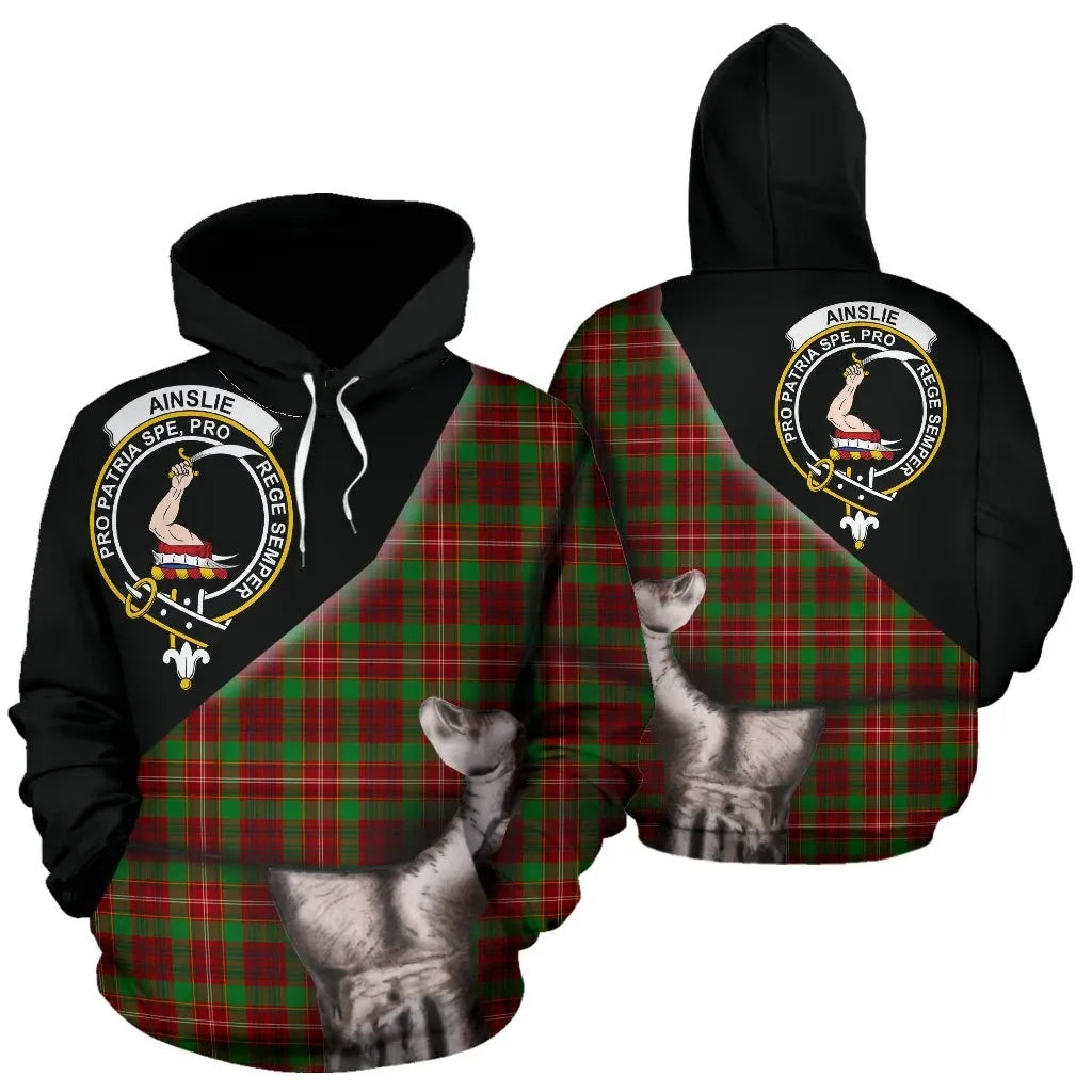 Printivon Ainslie Tartan Clan Crest Hoodie Patronage