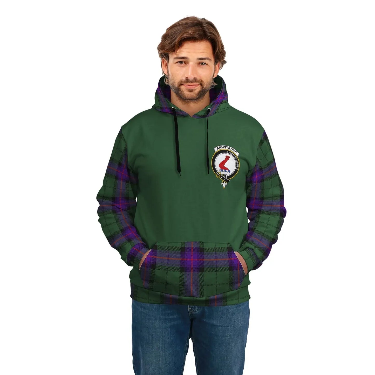 Printivon Armstrong Clans Tartan All Over Hoodie Sleeve Color