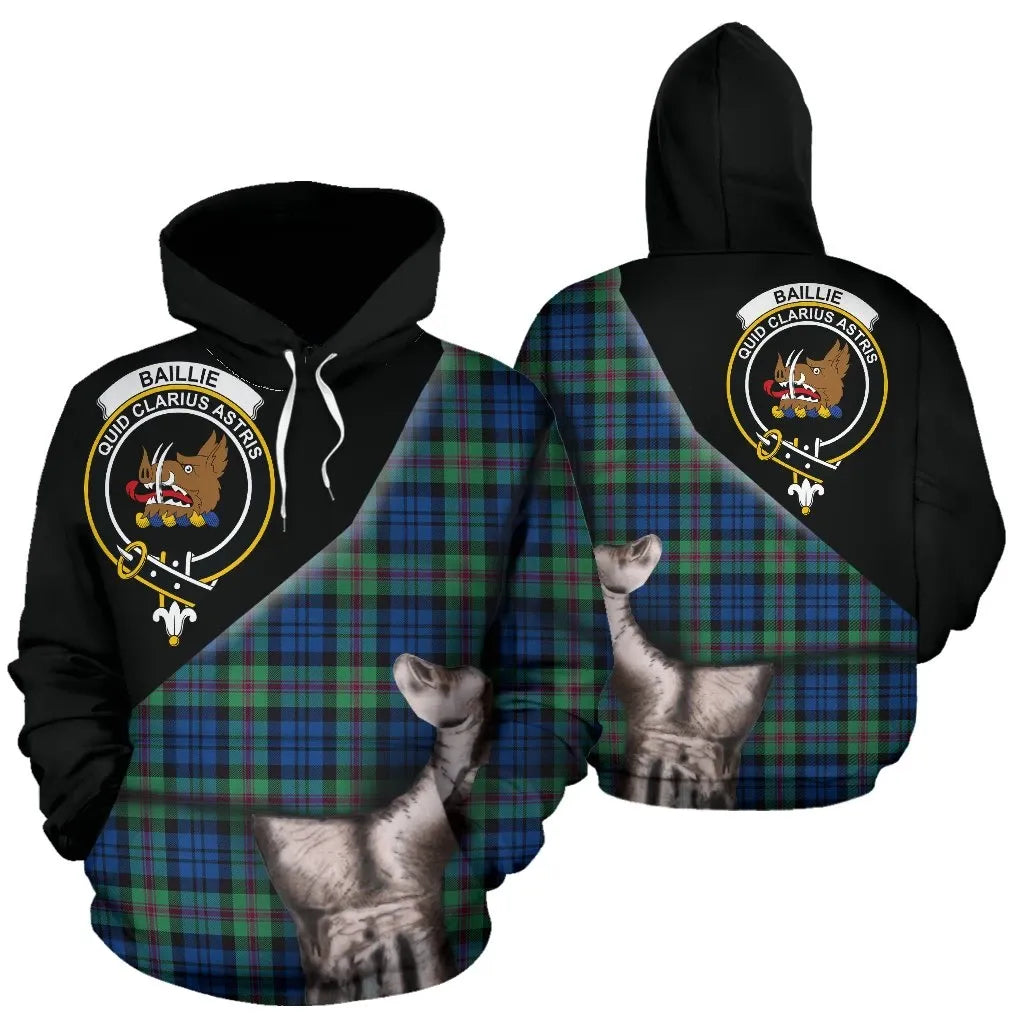 Printivon Baillie Ancient Tartan Clan Crest Hoodie Patronage