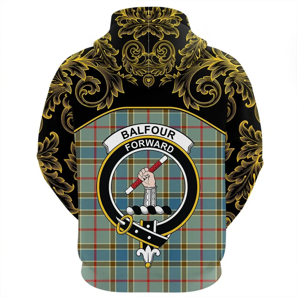 Printivon Balfour Blue Tartan Clan Crest Hoodie Empire I