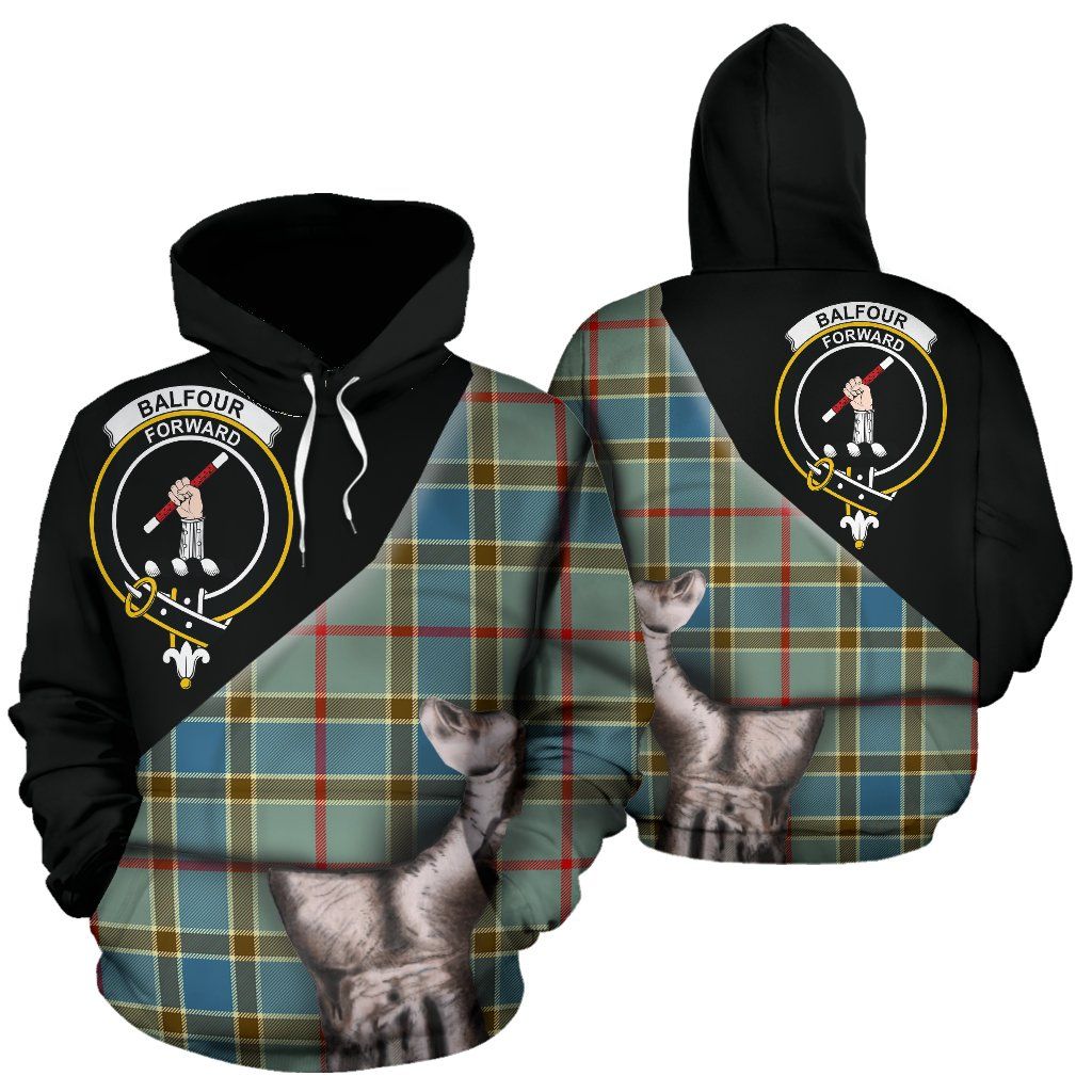 Printivon Balfour Blue Tartan Clan Crest Hoodie Patronage