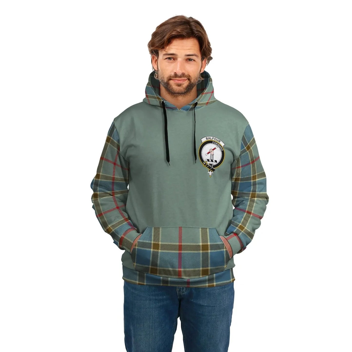 Printivon Balfour Clans Tartan All Over Hoodie Sleeve Color