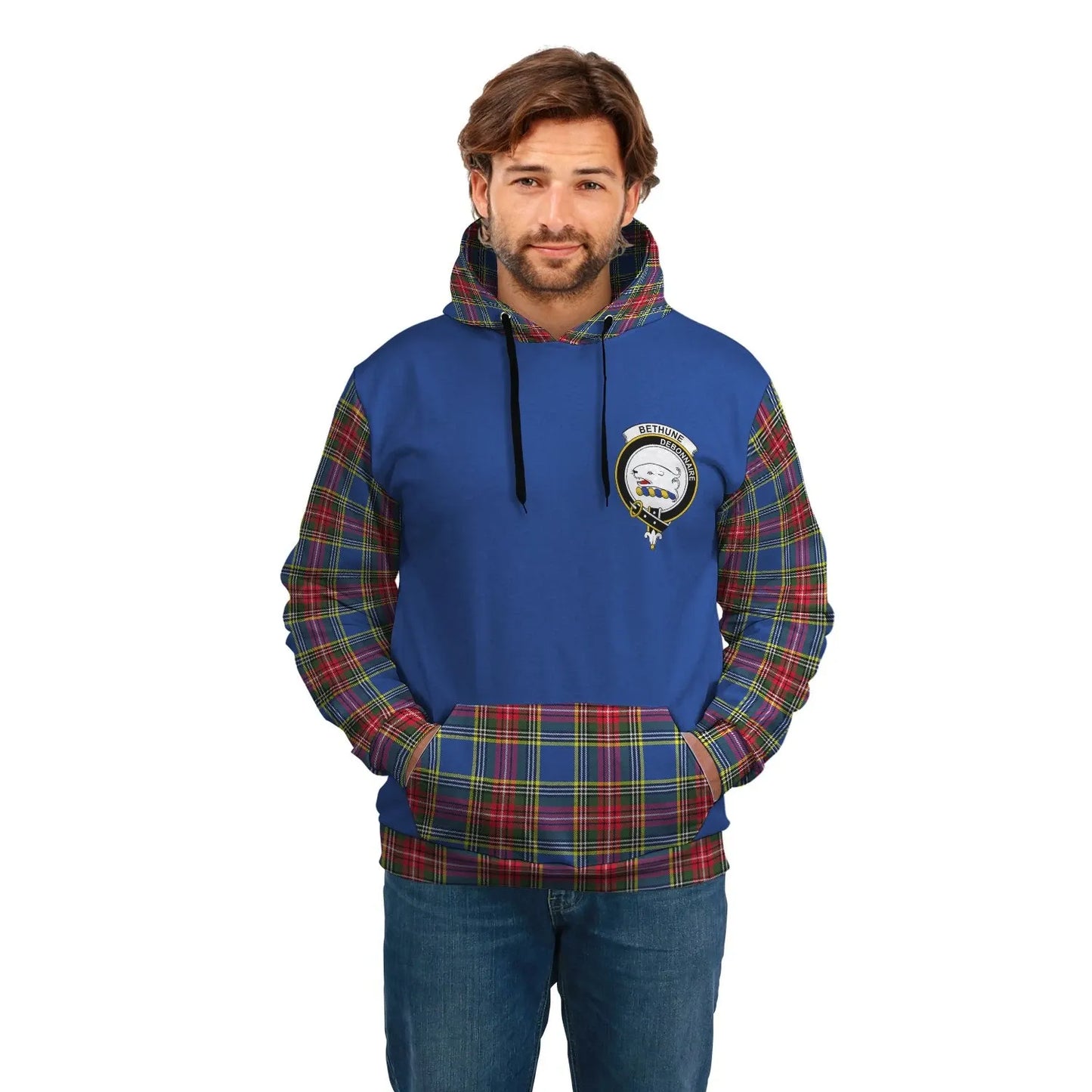 Printivon Bethune Clans Tartan All Over Hoodie Sleeve Color