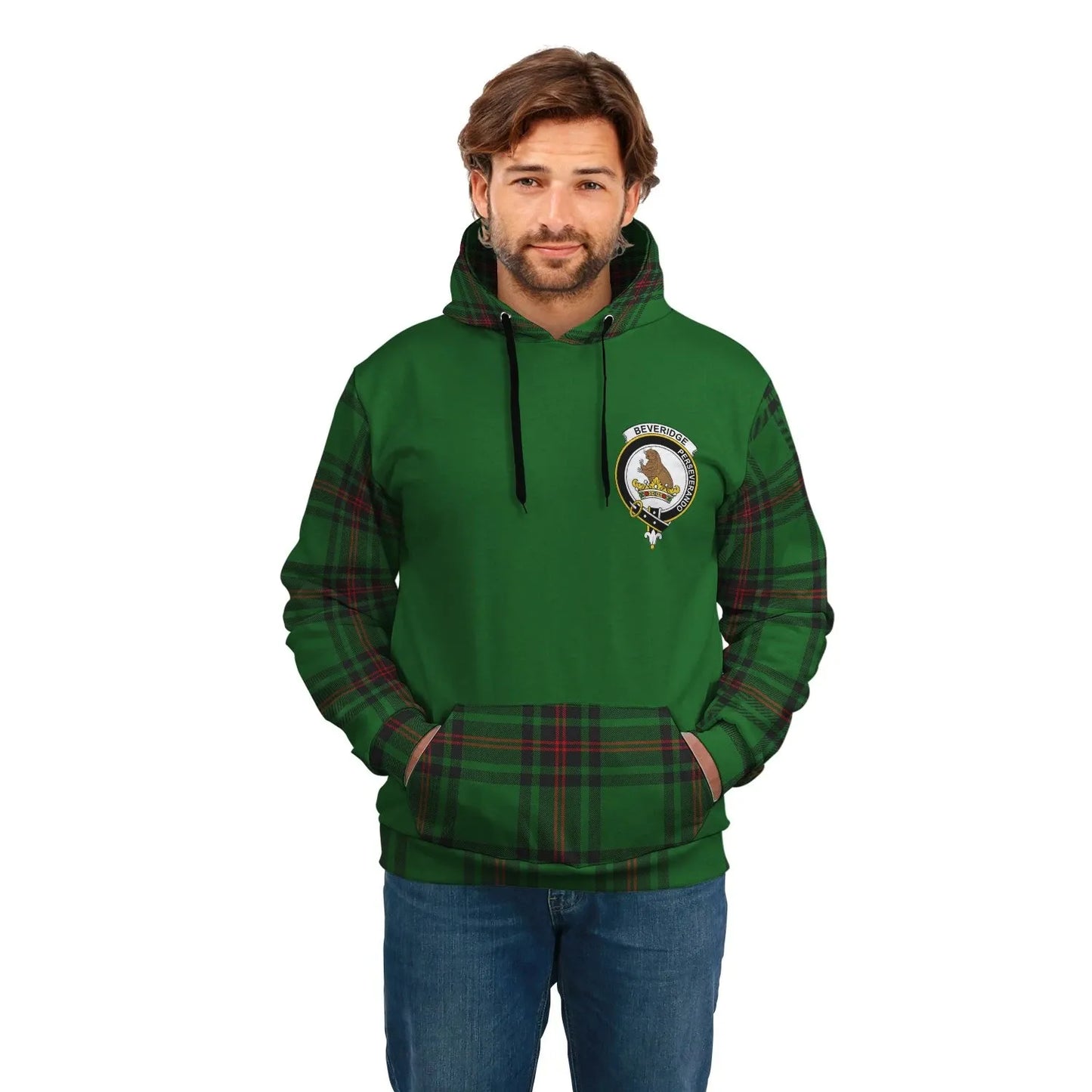 Printivon Beveridge Clans Tartan All Over Hoodie Sleeve Color