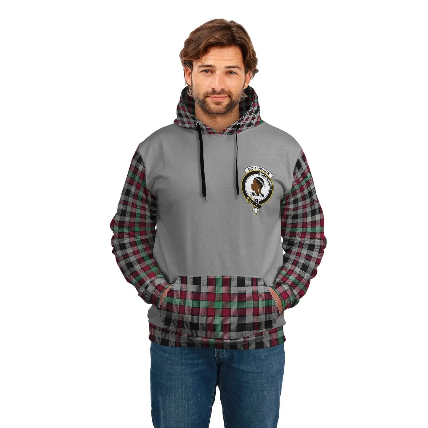 Printivon Borthwick Clans Tartan All Over Hoodie Sleeve Color