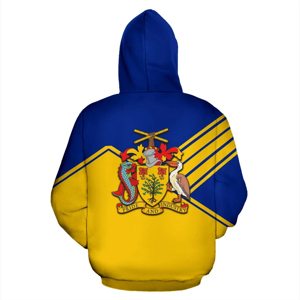 Barbados Coat Of Arms Zip Up Hoodie Mount Style