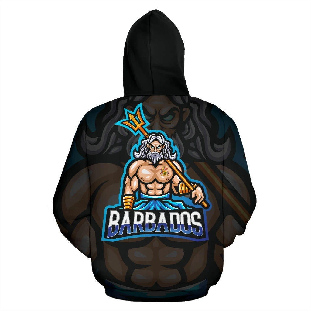 Barbados Zip Hoodie Poseidon Barbados Pride Unisex Printed Zip Hoodie