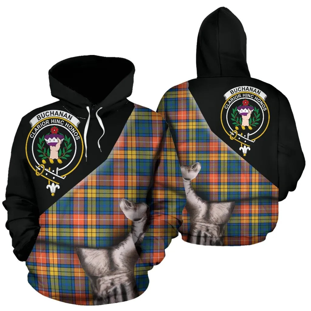 Printivon Buchanan Ancient Tartan Clan Crest Hoodie Patronage