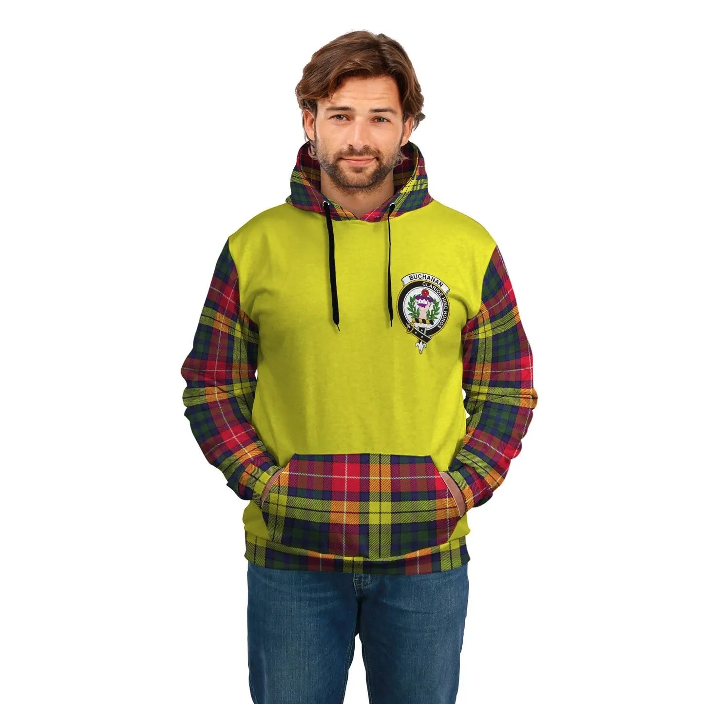 Printivon Buchanan Clans Tartan All Over Hoodie Sleeve Color