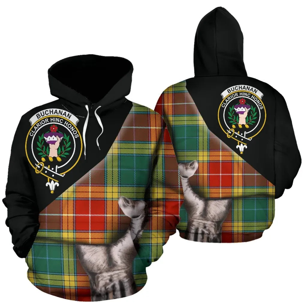 Printivon Buchanan Old Sett Tartan Clan Crest Hoodie Patronage