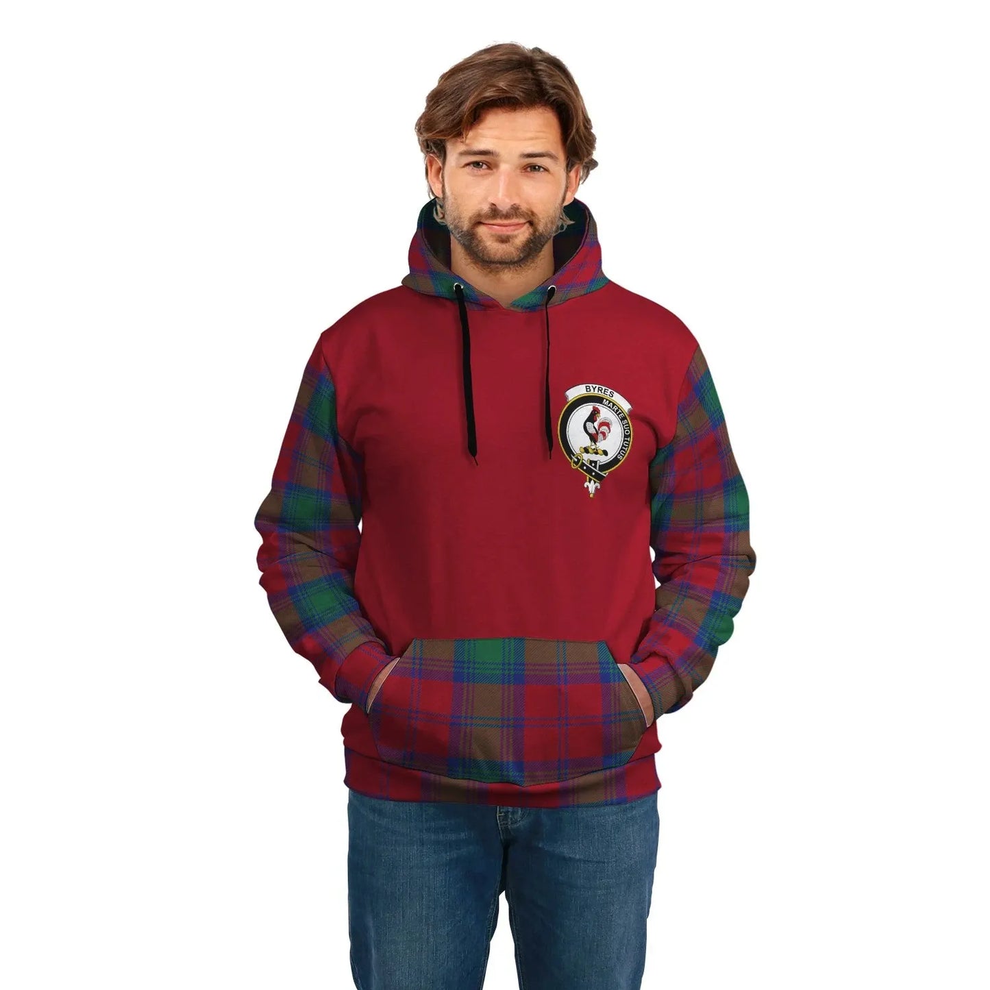 Printivon Byres Clans Tartan All Over Hoodie Sleeve Color