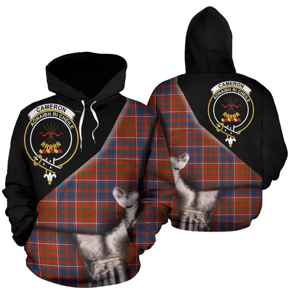 Printivon Cameron Of Lochiel Ancient Tartan Clan Crest Hoodie Patronage