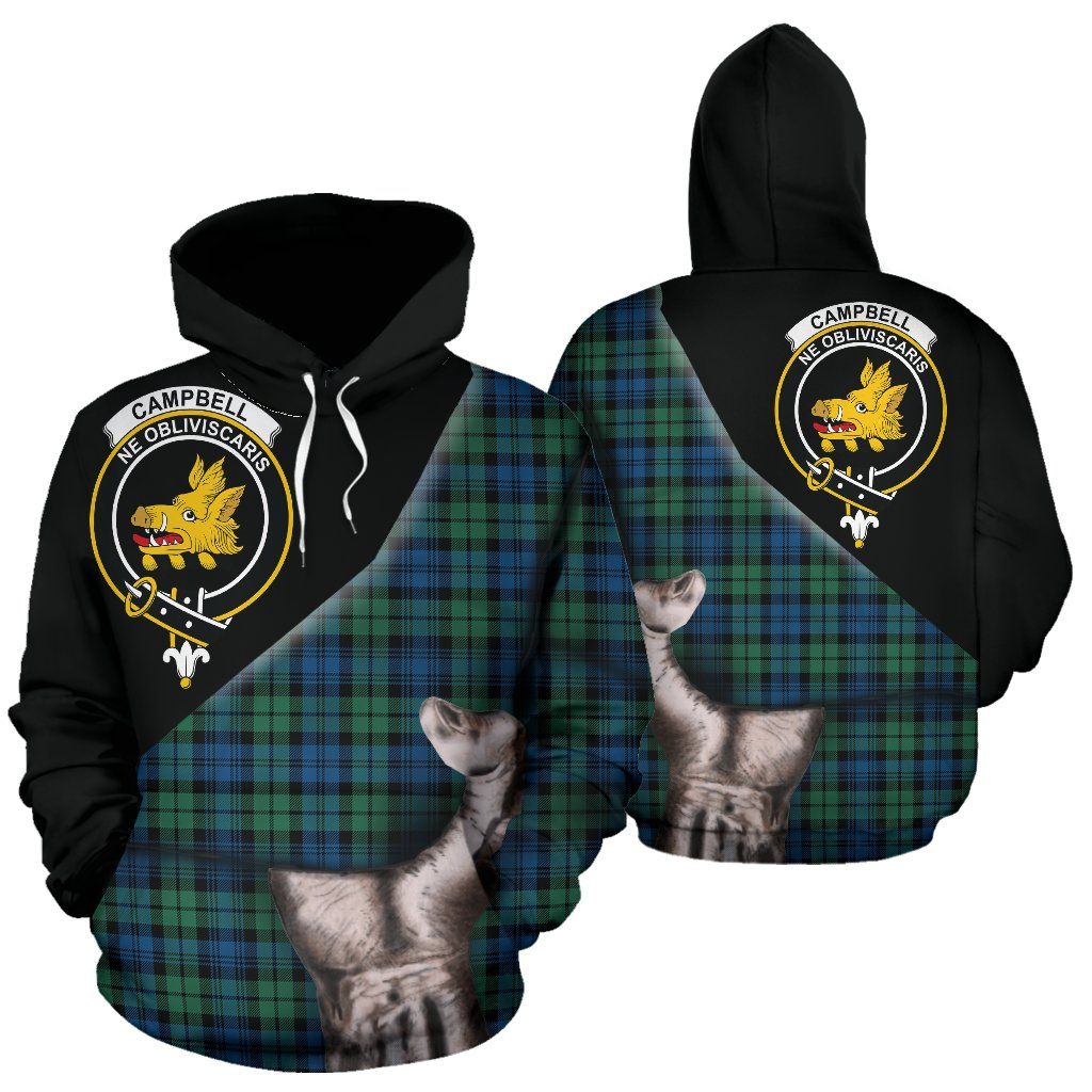Printivon Campbell Ancient 02 Tartan Clan Crest Hoodie Patronage