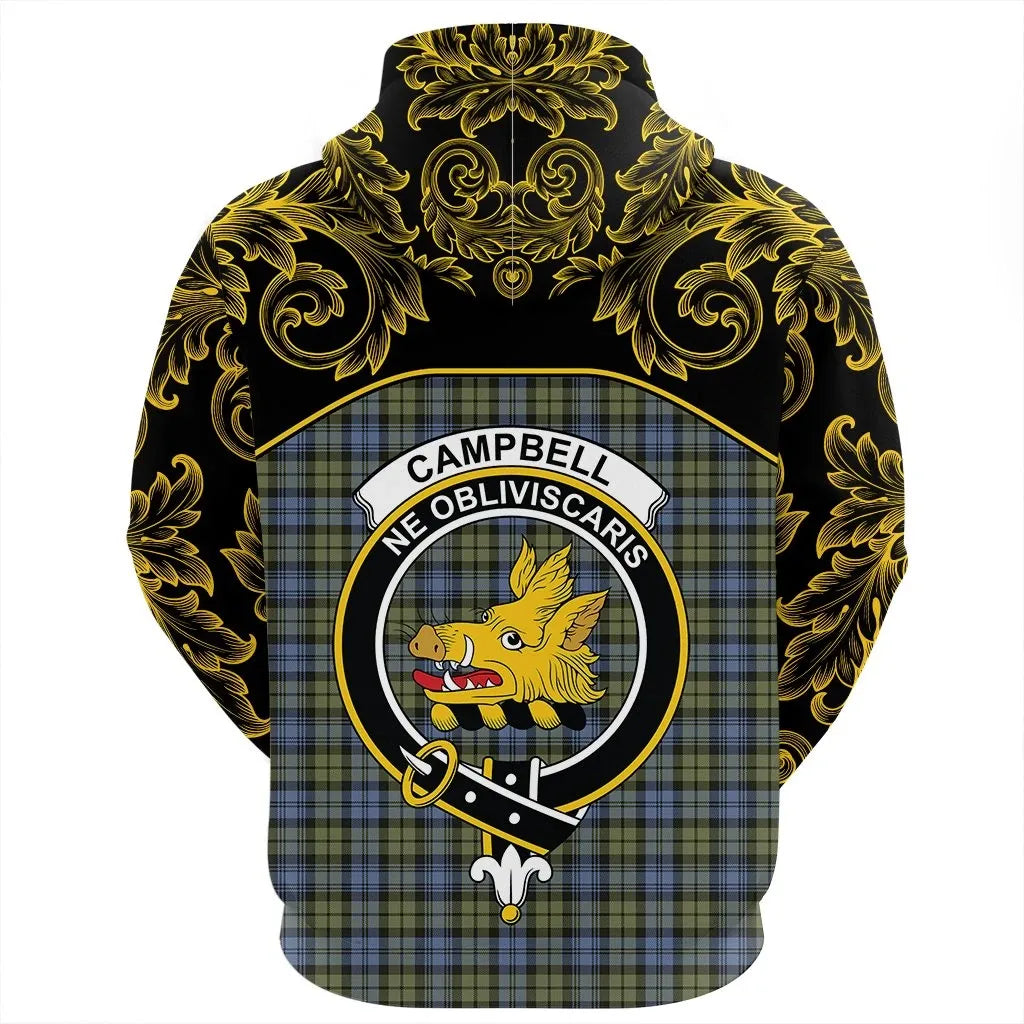 Printivon Campbell Faded Tartan Clan Crest Zip Hoodie Empire I