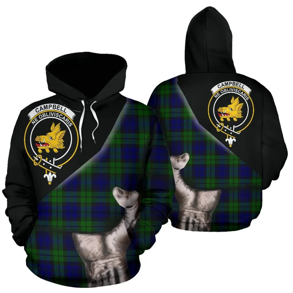 Printivon Campbell Modern Tartan Clan Crest Hoodie Patronage