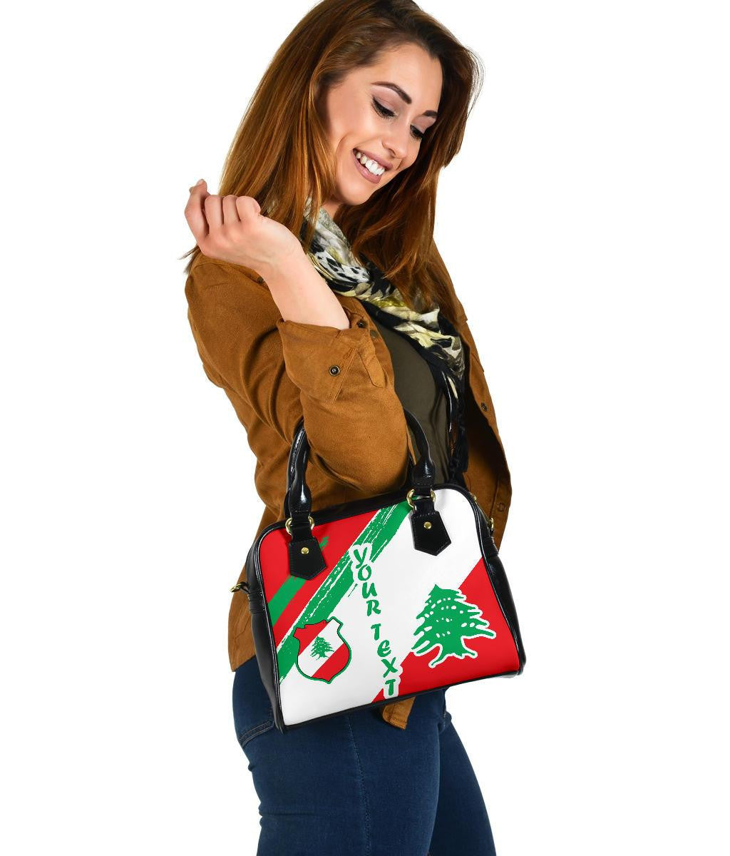 Lebanon Personalised Shoulder Handbag Lebanon Flag Polygon Style 4