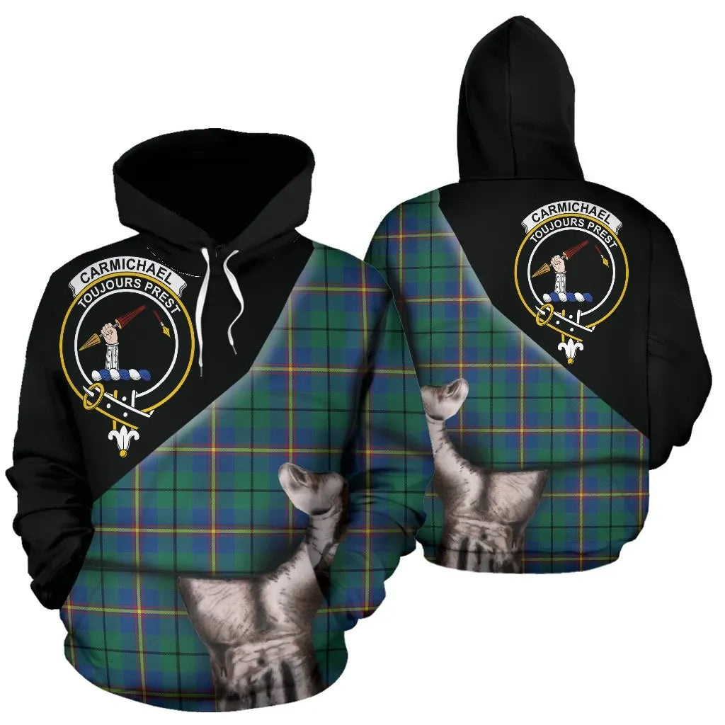 Printivon Carmichael Ancient Tartan Clan Crest Hoodie Patronage