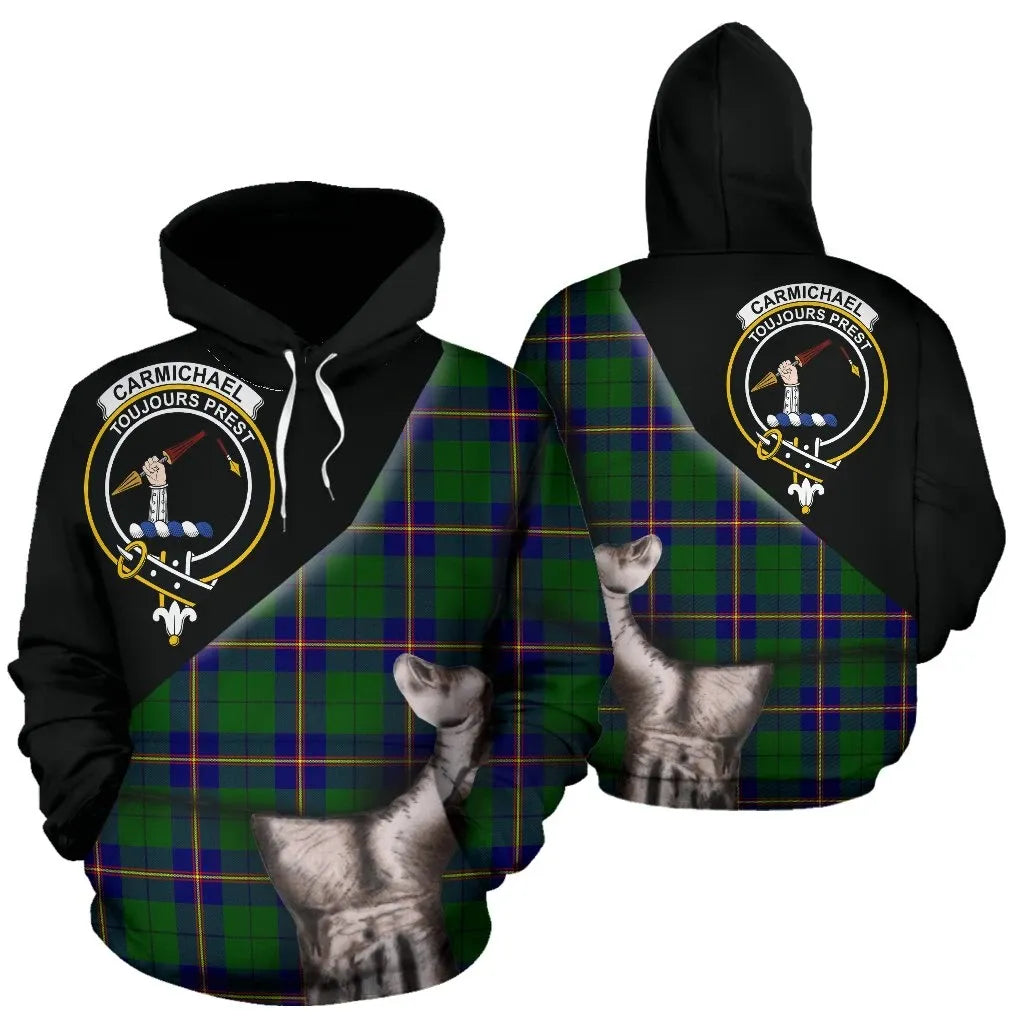 Printivon Carmichael Modern Tartan Clan Crest Hoodie Patronage