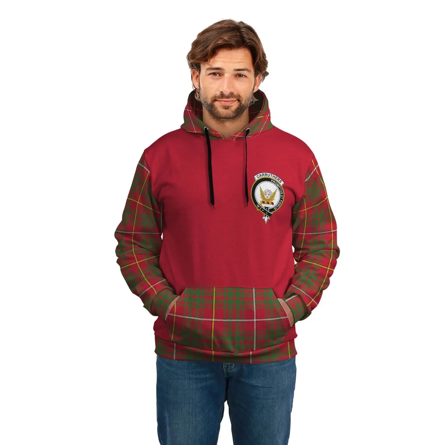Printivon Carruthers Clans Tartan All Over Hoodie Sleeve Color