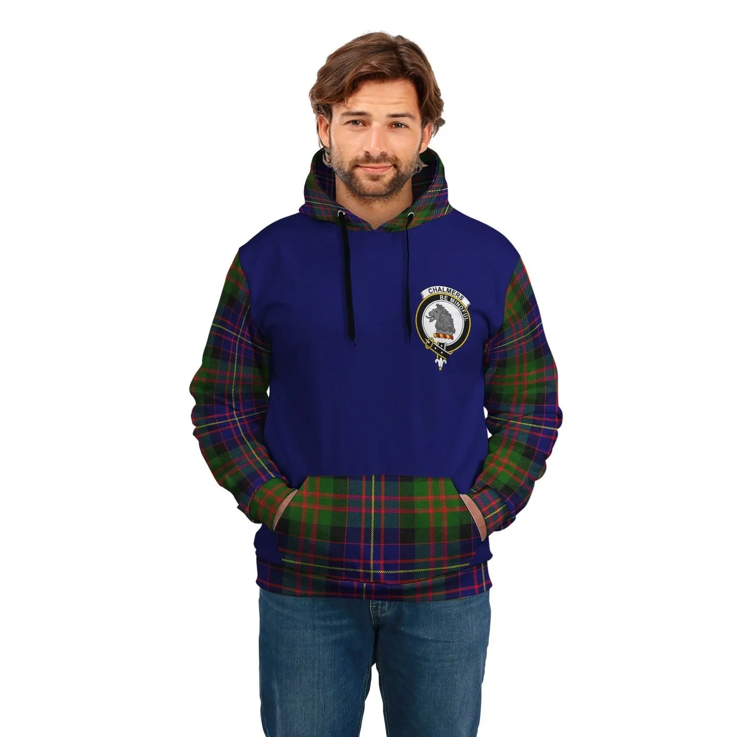 Printivon Chalmers Clans Tartan All Over Hoodie Sleeve Color