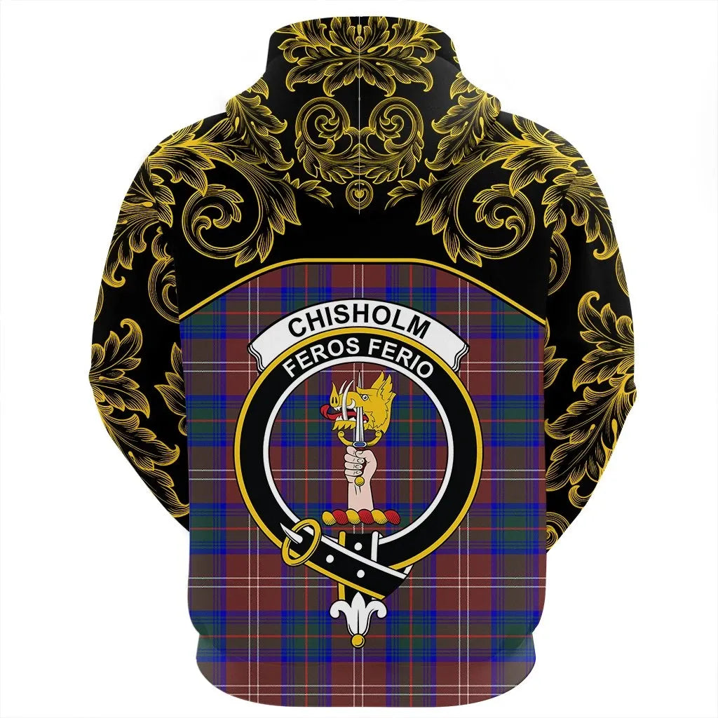 Printivon Chisholm Hunting Modern Tartan Clan Crest Zip Hoodie Empire I