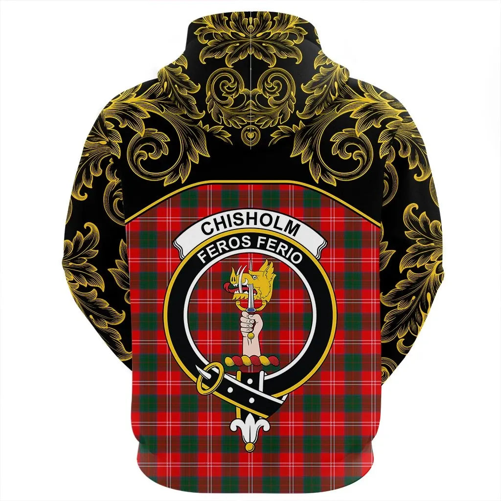 Printivon Chisholm Modern Tartan Clan Crest Zip Hoodie Empire I