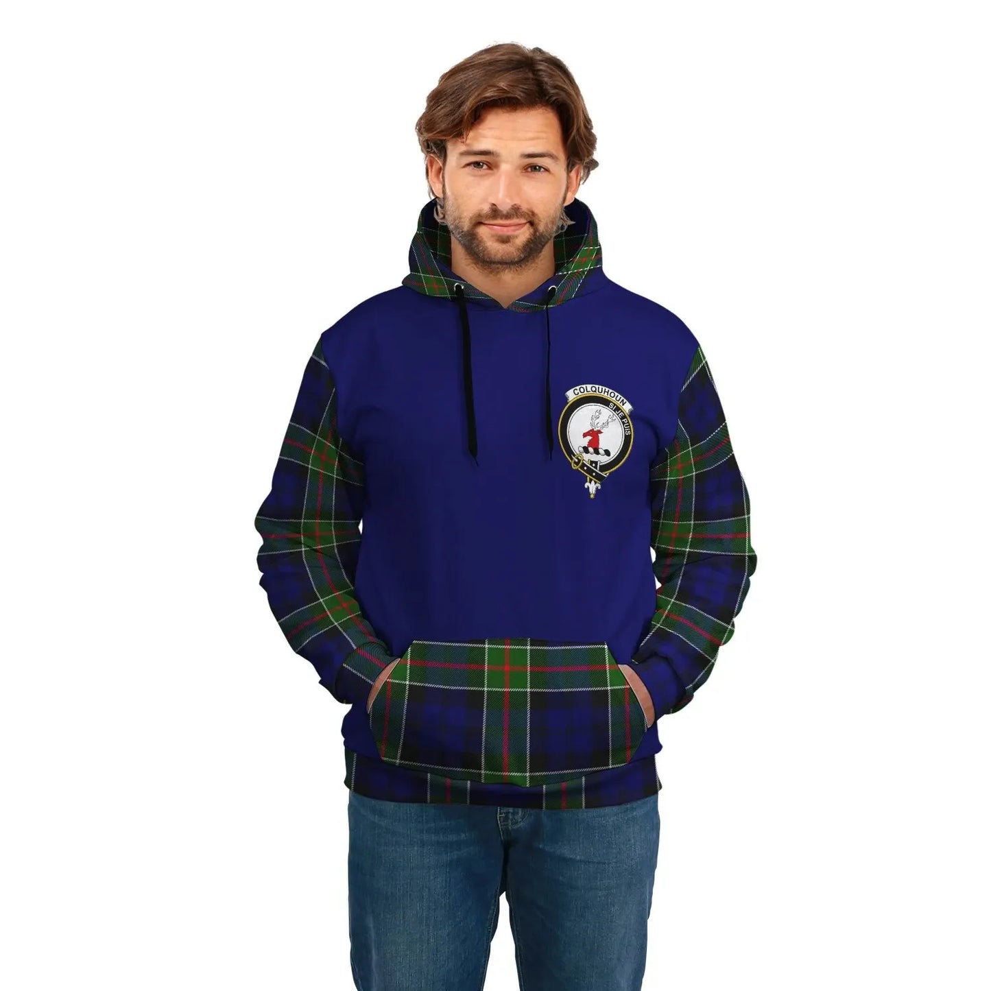 Printivon Colquhoun Clans Tartan All Over Hoodie Sleeve Color