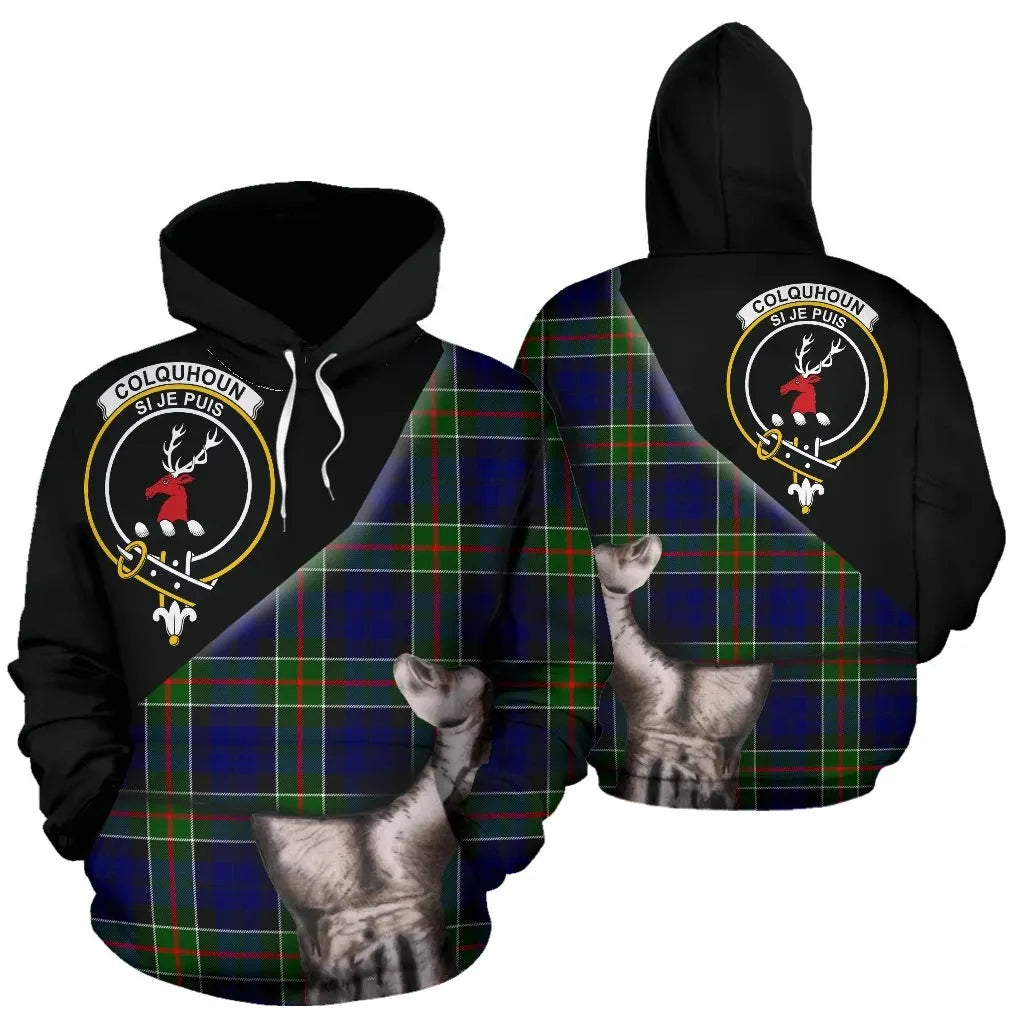 Printivon Colquhoun Modern Tartan Clan Crest Hoodie Patronage