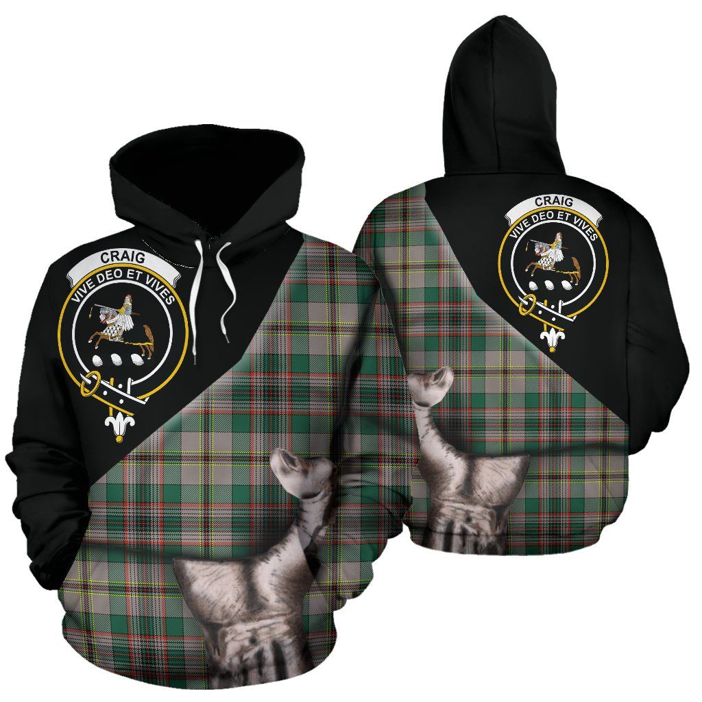 Printivon Craig Ancient Tartan Clan Crest Hoodie Patronage
