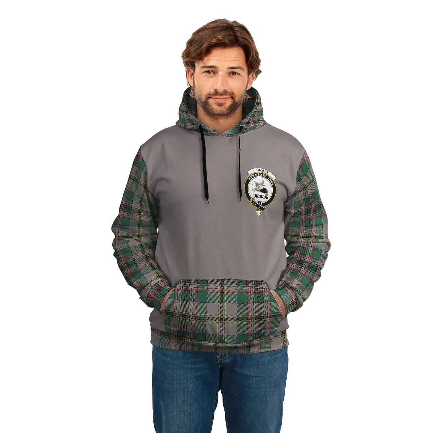 Printivon Craig Clans Tartan All Over Hoodie Sleeve Color