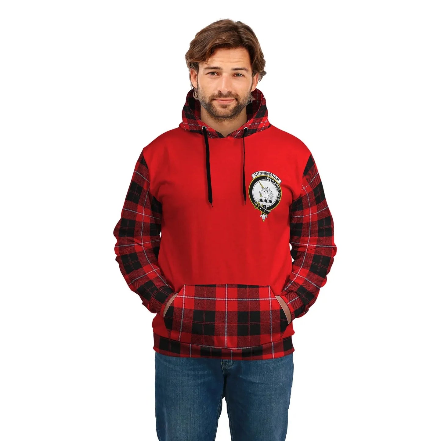 Printivon Cunningham Clans Tartan All Over Hoodie Sleeve Color