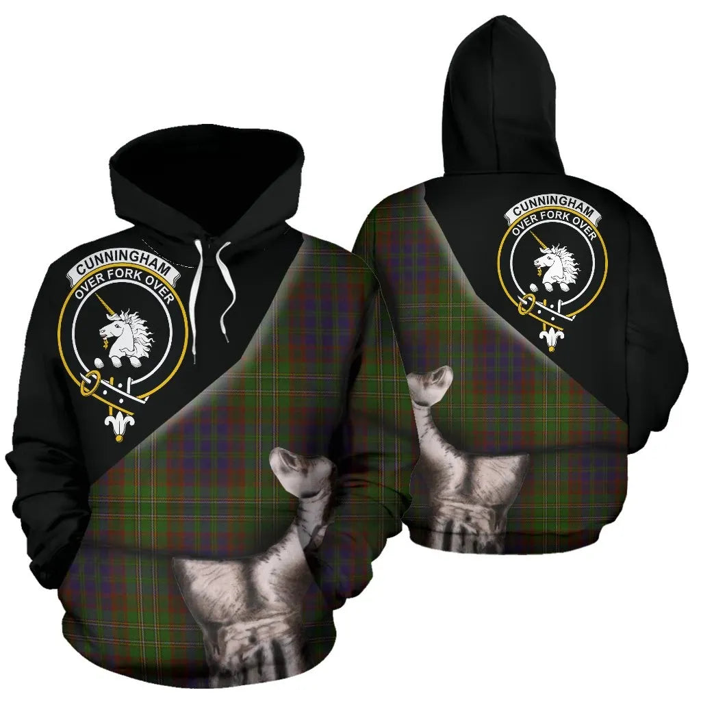 Printivon Cunningham Hunting Modern Tartan Clan Crest Hoodie Patronage