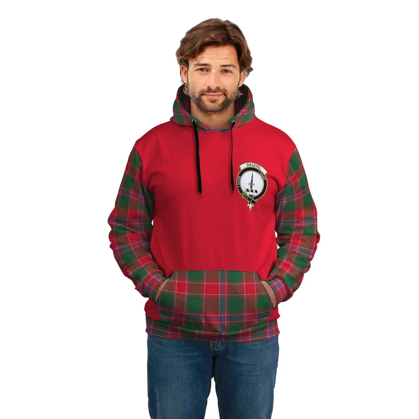 Printivon Dalziel Clans Tartan All Over Hoodie Sleeve Color