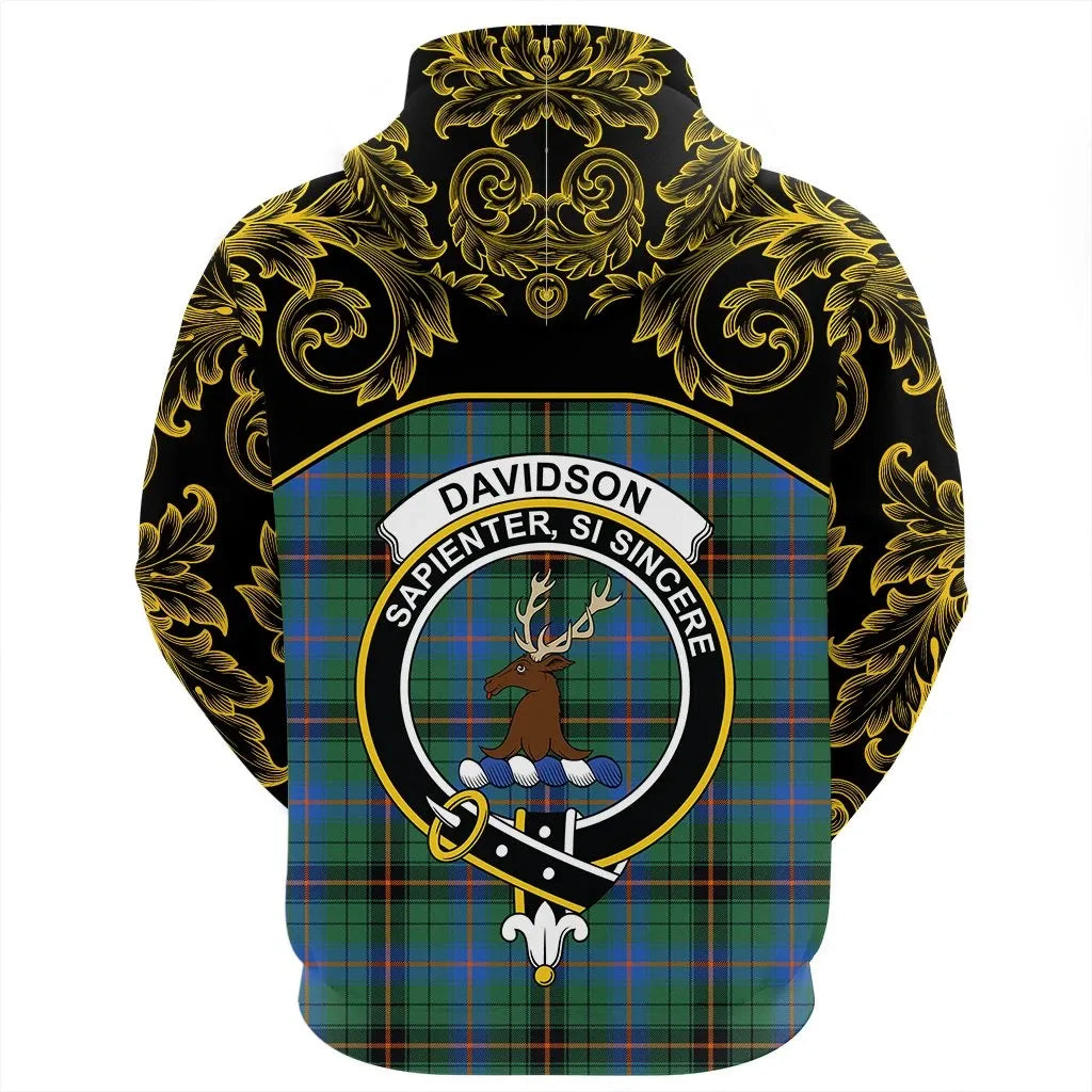 Printivon Davidson Ancient Tartan Clan Crest Zip Hoodie Empire I