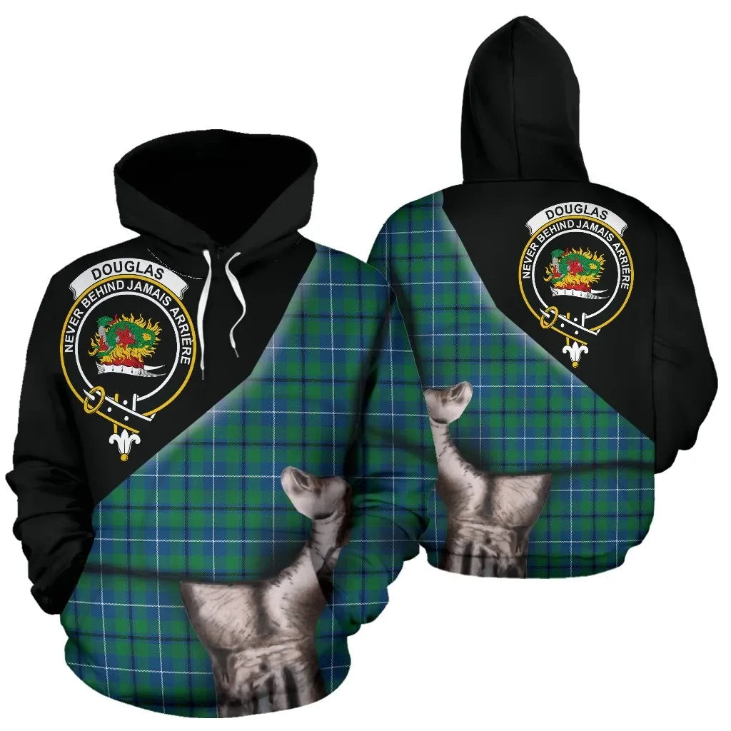 Printivon Douglas Ancient Tartan Clan Crest Hoodie Patronage