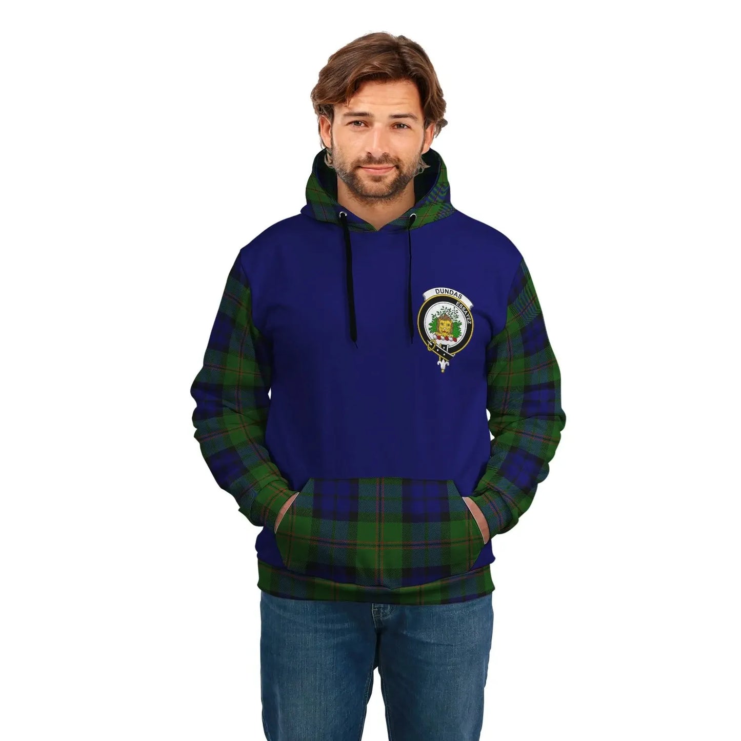 Printivon Dundas Clans Tartan All Over Hoodie Sleeve Color