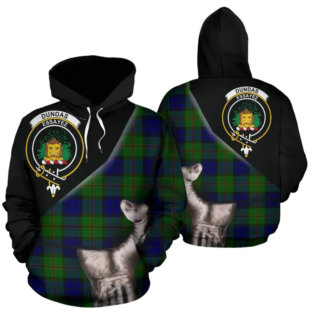 Printivon Dundas Modern Tartan Clan Crest Hoodie Patronage