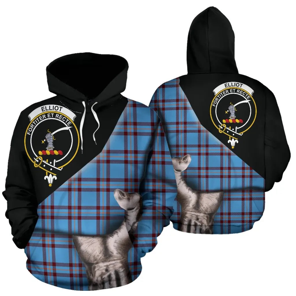 Printivon Elliot Ancient Tartan Clan Crest Hoodie Patronage