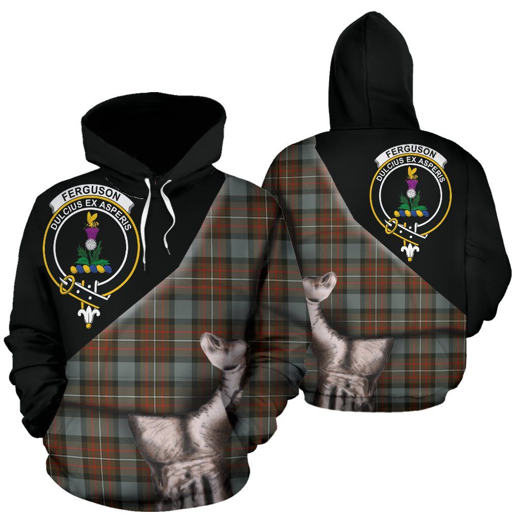 Printivon Fergusson Weathered Tartan Clan Crest Hoodie Patronage