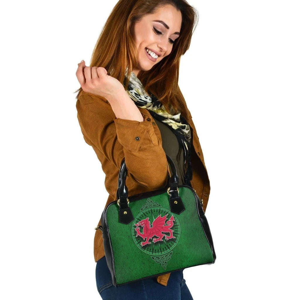 Wales Celtic Shoulder Handbag Celtic Compass With Welsh Dragon