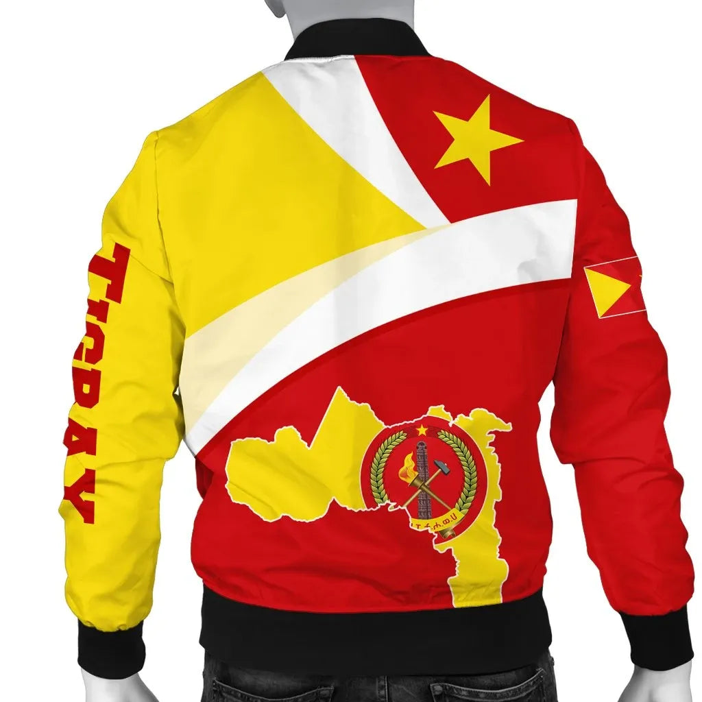 Tigray Bomber Jacket, Tigray Flag Maps Red Men