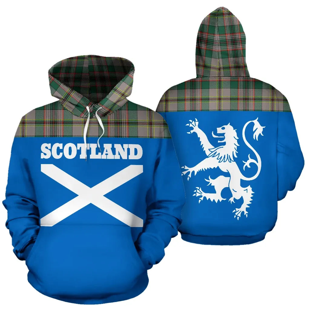 Printivon Tartan All Over Hoodie Lion Craig Ancient