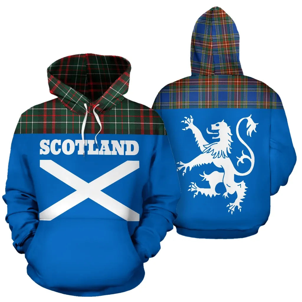 Printivon Tartan All Over Hoodie Lion Macdiarmid Modern
