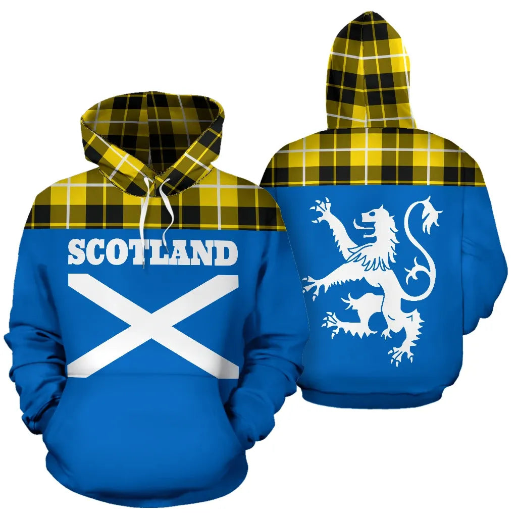 Printivon Tartan All Over Hoodie Lion Barclay Dress Modern